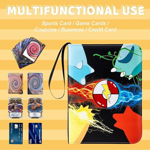 Trading Card Binder 4 Pocket, Card Binder 400 Pockets Card Book Holder with 50 Removable Sleeves, PU material and waterproof,Portable Collectible Game Card Albums Gifts for Boys and Girls in Saudi Arabia