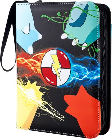 Trading Card Binder 4 Pocket, Card Binder 400 Pockets Card Book Holder with 50 Removable Sleeves, PU material and waterproof,Portable Collectible Game Card Albums Gifts for Boys and Girls in Saudi Arabia