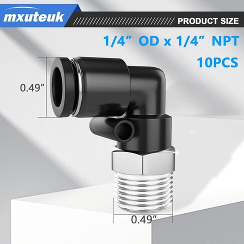 mxuteuk 1/4" NPT to 1/4"OD Push to Connect Fittings, Quick Connect Air Hose Fittings,Elbow Pneumatic Fittings(10PCS) in Saudi Arabia