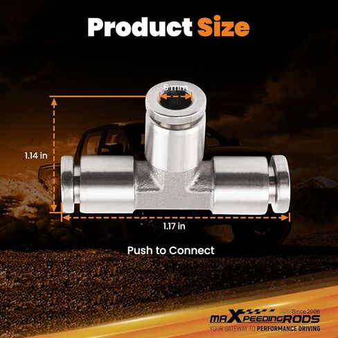 maXpeedingrods 6 mm OD Push to Connect Fittings, Air Line Fittings, Stainless Steel Union Tee, 3 Way Air Hoes Fittings Replacement for Air Suspension Kit & Air Compressor Kit for Trucks Vans, 2 Packs in Saudi Arabia