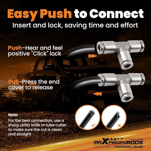 maXpeedingrods 6 mm OD Push to Connect Fittings, Air Line Fittings, Stainless Steel Union Tee, 3 Way Air Hoes Fittings Replacement for Air Suspension Kit & Air Compressor Kit for Trucks Vans, 2 Packs in Saudi Arabia