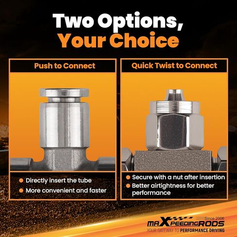 maXpeedingrods 6 mm OD Push to Connect Fittings, Air Line Fittings, Stainless Steel Union Tee, 3 Way Air Hoes Fittings Replacement for Air Suspension Kit & Air Compressor Kit for Trucks Vans, 2 Packs in Saudi Arabia