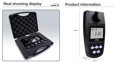 محلل قياس التعكر الرقمي المحمول مع حلول معايير المعايرة 0.02 10.00 200 500 1000 نطاق واجهة USB NTU 0 ~ 1100NTU/FNU 0 ~ 275EBC 0 ~ 9999ASBC وظيفة التخزين in Kuwait
