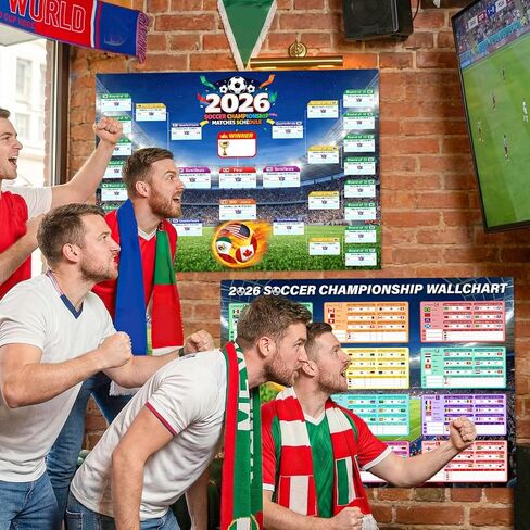 WUPIOS 2026 World Cup Schedule Poster Large Schedule Poster 40.5"×28.7", 2PCS World Cup Tournament Wall Chart & Markers, Football Poster 2026 World Cup Merchandise for Soccer Fans Gifts Party Decor in Saudi Arabia