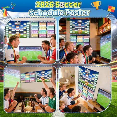 WUPIOS 2026 World Cup Schedule Poster Large Schedule Poster 40.5"×28.7", 2PCS World Cup Tournament Wall Chart & Markers, Football Poster 2026 World Cup Merchandise for Soccer Fans Gifts Party Decor in Saudi Arabia