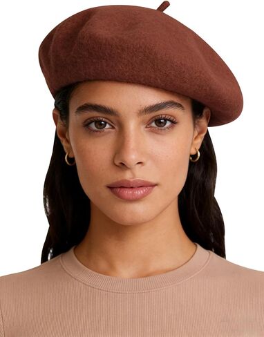 Sumolux قبعة بيريه نسائية من الصوف بتصميم فرنسي عتيق بلون سادة قبعة شتوية كلاسيكية in Kuwait