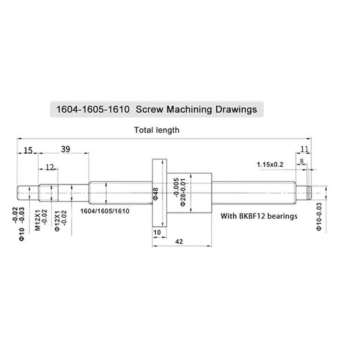 المسمار الكرة المسمار الفولاذ المقاوم للصدأ SBR16 100-1000 مللي متر دليل خطي Ballscrew SFU1605 الكرة المسمار BF12 + HM12-57 C7 خطي دعم السكك الحديدية (100 مللي متر) in Saudi Arabia