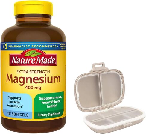 Nature Made Extra Strength Magnesium 400 mg., 180 Softgelsm Bundle with a Pill Oragnizer (2 Items) in Saudi Arabia