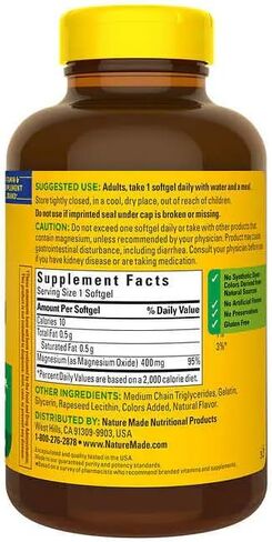 Nature Made Extra Strength Magnesium 400 mg., 180 Softgelsm Bundle with a Pill Oragnizer (2 Items) in Saudi Arabia