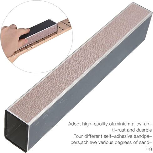 مبرد فريت 7.9 بوصة، شعاع تسوية من سبائك الألومنيوم مع 4 أوراق صنفرة ذاتية اللصق، مبرد سنفرة لتسوية الجيتار المحمول للجيتار الكهربائي، الجهير الكهربائي in Kuwait