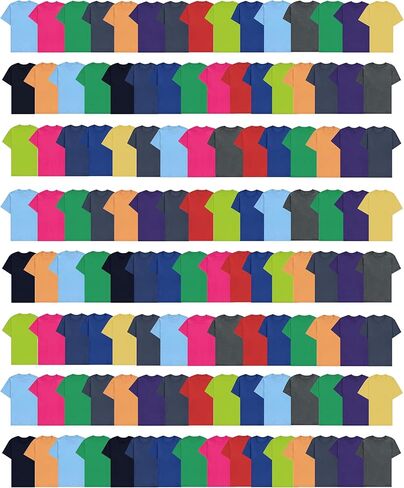 SOCKS'NBULK 120 Pack Mens Cotton Crew Neck Short Sleeve T-Shirts Mix Colors Bulk Wholesale Tshirts Case in Kuwait