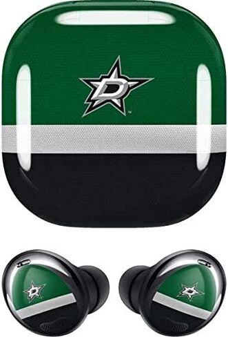 غلاف صوتي من Skinit متوافق مع Samsung Galaxy Buds Pro - تصميم جيرسي NHL Dallas Stars المرخص رسميًا in Saudi Arabia