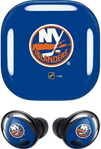 غلاف صوتي من Skinit متوافق مع Samsung Galaxy Buds Pro - تصميم خلفية صلبة مرخص رسميًا من NHL New York Islanders in Saudi Arabia