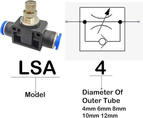 6PCS LSA Pneumatic Fittings Adjustable Flow Control Valve Speed Air Pressure Regulator Valves Throttle Quick Release Fitting(LSA6 (6PCS A Lot)) in Saudi Arabia