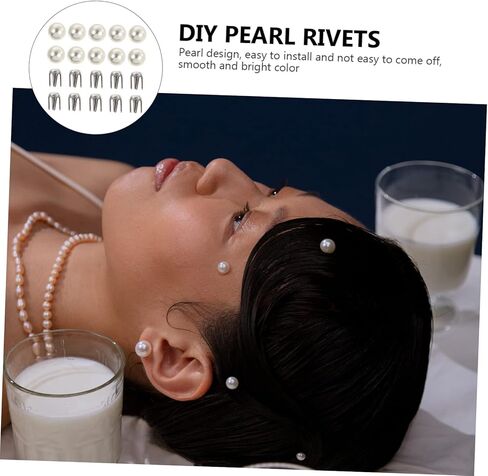 NUOBESTY 150 مجموعة من الأزرار المزخرفة ببرشام مخلب اللؤلؤ DIY زينة الملابس للحقائب والأحزمة والصنادل والإكسسوارات اليدوية in Saudi Arabia