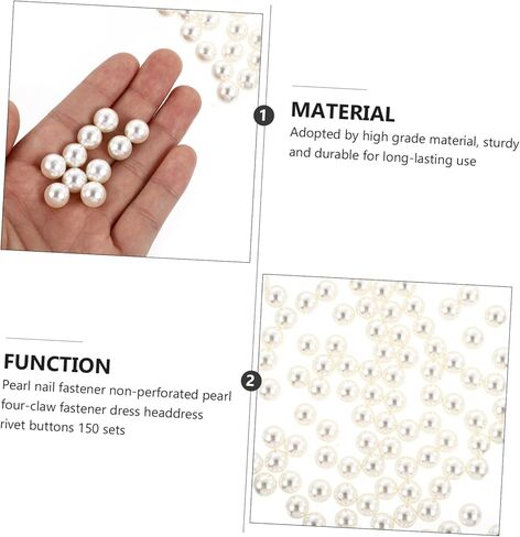 NUOBESTY 150 مجموعة من الأزرار المزخرفة ببرشام مخلب اللؤلؤ DIY زينة الملابس للحقائب والأحزمة والصنادل والإكسسوارات اليدوية in Saudi Arabia