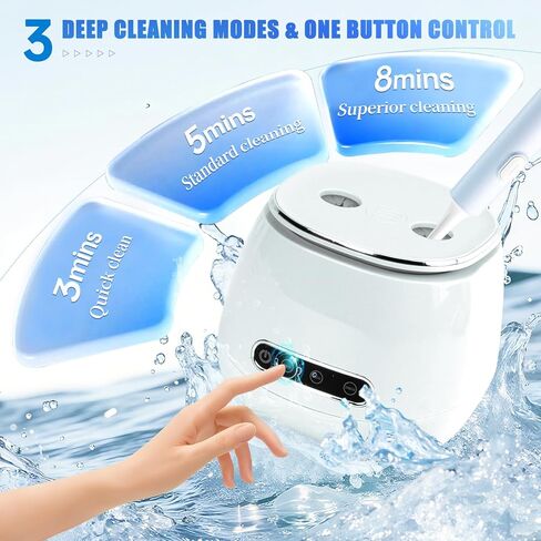 آلة تنظيف التجنيب بالموجات فوق الصوتية المطورة 52 كيلو هرتز 200 مل، تنظيف عميق لأطقم الأسنان والأقواس والمحاذاة وفرشاة الأسنان والمجوهرات والمزيد باللون الأبيض in Kuwait