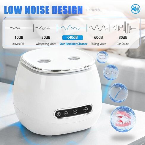 آلة تنظيف التجنيب بالموجات فوق الصوتية المطورة 52 كيلو هرتز 200 مل، تنظيف عميق لأطقم الأسنان والأقواس والمحاذاة وفرشاة الأسنان والمجوهرات والمزيد باللون الأبيض in Kuwait