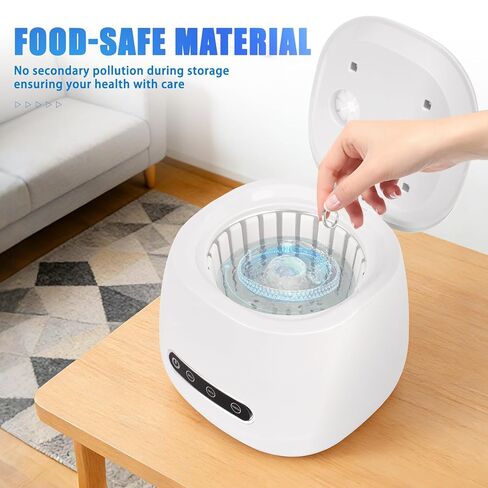 آلة تنظيف التجنيب بالموجات فوق الصوتية المطورة 52 كيلو هرتز 200 مل، تنظيف عميق لأطقم الأسنان والأقواس والمحاذاة وفرشاة الأسنان والمجوهرات والمزيد باللون الأبيض in Kuwait