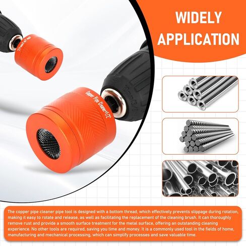 1/2" & 3/4" Metal Copper Pipe Cleaner Set, Featuring 6 Replaceable Brush Cloths and 2 Metal Pipe Cleaning Brushes,is Designed for Cleaning Rust, Stains, Paint and polishing on Copper Pipe in Kuwait