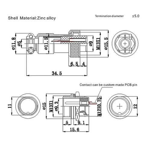 Fengpeng 5/10/20Set GX12 2 3 4 5 6 7Pin مقبس توصيل الطيران موصل دائري مقاوم للماء (5 مجموعات (ذكر أنثى)، 5P) in Kuwait
