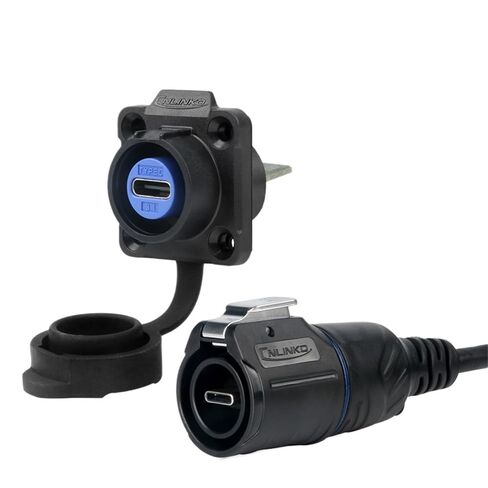 1Pcs Type-C USB 3.1 Connector IP67 Waterproof 5A Data & Power Interface Fast Charging Data Transmission Socket Connector(Plug Socket E,1m Cable) in Saudi Arabia