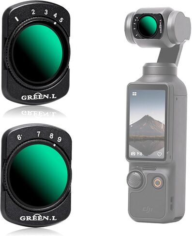 مجموعة مرشحات GREEN.L المغناطيسية 4 عبوات ND وCPL (CPL ND16 ND64 ND256) متوافقة مع DJI OSMO Pocket 3، مع زجاج بصري عالي الدقة متعدد الطبقات لمجموعة Creator Combo in Kuwait