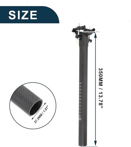 Bike Seat Posts Lightweight Bike Saddle Post Seat Tube Matte Black 1 Pcs 27.2x350mm Carbon Fiber in Saudi Arabia