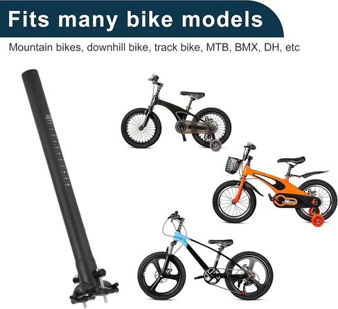 Bike Seat Posts Lightweight Bike Saddle Post Seat Tube Matte Black 1 Pcs 27.2x350mm Carbon Fiber in Saudi Arabia