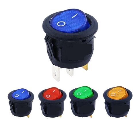 Button Switch Control Box 1PCS L-ed Switch 20A Light Power Car Button Lights ON/Off 3pin Round Rocker Control Box Switch(Red,220 V) in Saudi Arabia