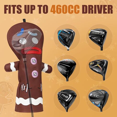 Funny Golf Club Head Cover Driver Headcover Fairway Wood Headcover Hybrid Club Head Cover Dark Brown Monster Cookie in Saudi Arabia