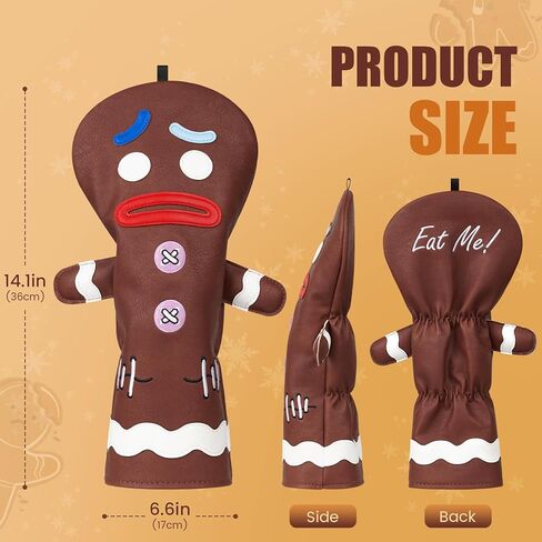 Funny Golf Club Head Cover Driver Headcover Fairway Wood Headcover Hybrid Club Head Cover Dark Brown Monster Cookie in Saudi Arabia
