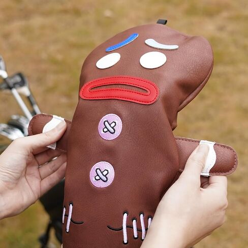 Funny Golf Club Head Cover Driver Headcover Fairway Wood Headcover Hybrid Club Head Cover Dark Brown Monster Cookie in Saudi Arabia