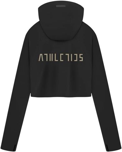 adidas Womens Fear Of God Athletics Crop Hoodie Casual Outerwear Casual - Black in Saudi Arabia