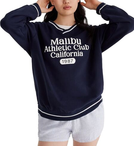 AEROPOSTALE Women's Malibu Athletic Oversized V-neck Sweatshirt in Saudi Arabia