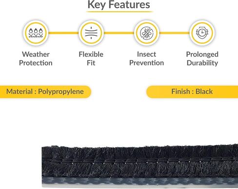 Brixwell Adjustable Astragal Pile Weatherstrip 0.312" Pile Height, 7/16" Overall Height, 100' Roll, Black Finish- Seal Strip for Air, Moisture, and Draft Control in Residential or Commercial Use in Kuwait