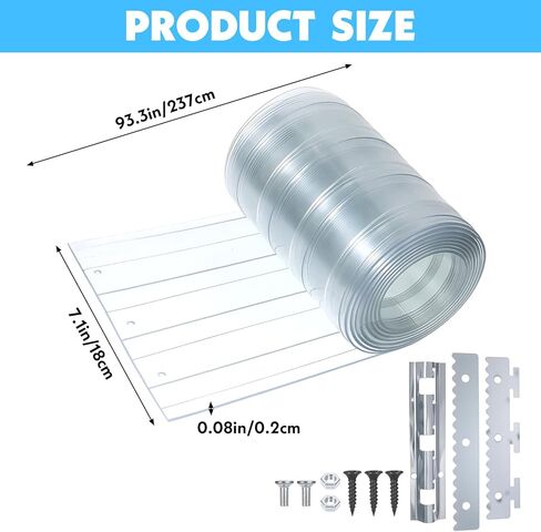 Plastic Door Strips 7.8’ x 7.1", Clear Vinyl Strip Curtain 0.08" Thickness, Smooth Plastic Door Curtain for Walk in Cooler Commercial Entry, DIY Dog Cat House Entry in Saudi Arabia