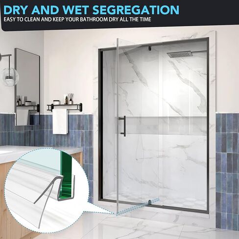 Bathroom Shower Glass Door Bottom Seal Strips, Length 39 Inch 2PCS Transparent PVC Door Bottom Seall Strips for 5/16" (8mm) -3/8"(10mm) Thick Framless Glass Panel in Kuwait