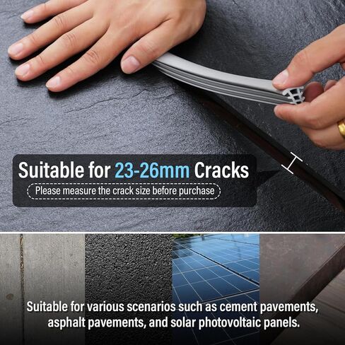 Flexible EPDM Rubber Strip (50 ft Long & 1" Wide) for Concrete Crack Repair and Replacement, Flexible Rubber Expansion Joint Filler, Weather and Aging Resistant for Sidewalks, Driveway in Saudi Arabia