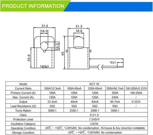Current Sensor Transformer 16mm Split Core Current Transformer Manufacturer KCT-16(200a,50mA) in Saudi Arabia