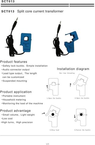 مستشعر التيار المتردد لمحول التيار المنفصل SCT013-000 100A/50mA in Kuwait