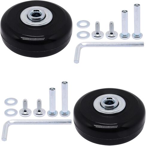 2pcs 45mmx17mm Luggage Wheels Replacement, Suitcase Replacement Wheels Black Rubber Wheel Parts for Carry-on Roller Bag, Suitcase Bag, Trolley Bags in Kuwait