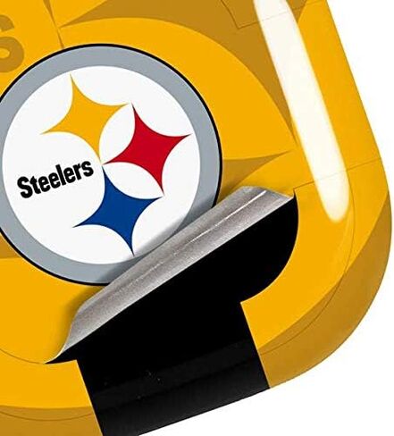 ملصق صوتي من Skinit متوافق مع Samsung Galaxy Buds Pro - تصميم مزدوج الرؤية مرخص رسميًا من NFL Pittsburgh Steelers in Saudi Arabia