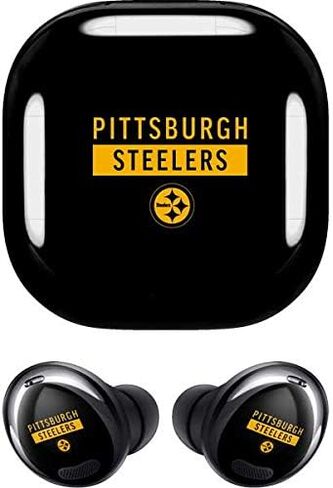 Skinit Decal Audio Skin Compatible with Samsung Galaxy Buds Pro - Officially Licensed NFL Pittsburgh Steelers Black Performance Series Design in Saudi Arabia