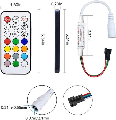 Ruirui Mini DC5-24V 21 Keys 2811 Remote Control RF Controller for WS2811 WS2812B 2811 2812 LED Strip Light in Saudi Arabia