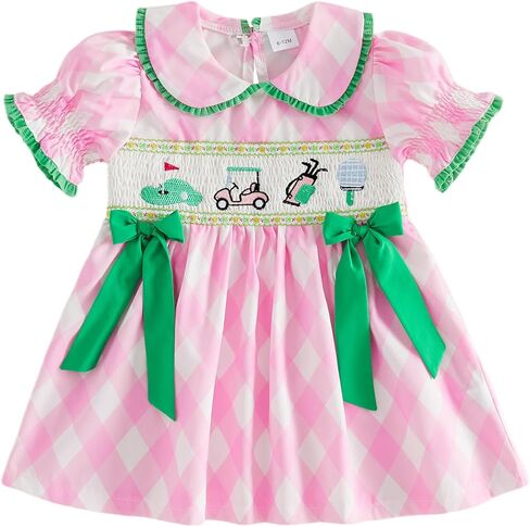 Toddler Baby Girl Golf Outfit Golf Embroidery Short Sleeve Golf Polo Dress Tennis A-Line Dress Sprots Summer Clothes in Saudi Arabia
