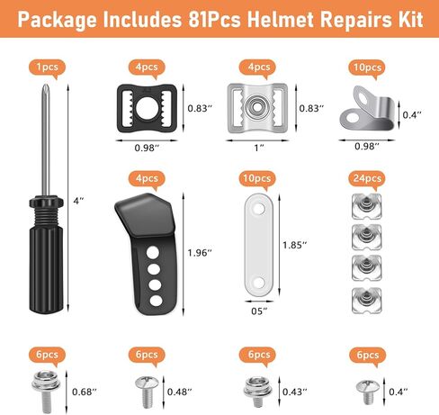 81 Pcs Football Helmet Repair Kit, Coldairsoap Hockey Helmet Replacement Parts Including Visor Clips J Clips Screwdriver Chin Strap Adapter Maintenance Tools for Baseball, Softball Helm in Kuwait