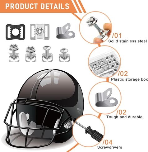 81 Pcs Football Helmet Repair Kit, Coldairsoap Hockey Helmet Replacement Parts Including Visor Clips J Clips Screwdriver Chin Strap Adapter Maintenance Tools for Baseball, Softball Helm in Kuwait