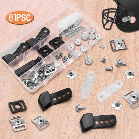 81 Pcs Football Helmet Repair Kit, Coldairsoap Hockey Helmet Replacement Parts Including Visor Clips J Clips Screwdriver Chin Strap Adapter Maintenance Tools for Baseball, Softball Helm in Kuwait