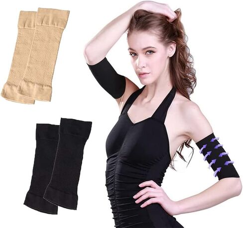 erioctry 2 Pack Slimming Arm Sleeves for Women Elastic Compression Shaper Sleeves Sports Workout Toning in Saudi Arabia